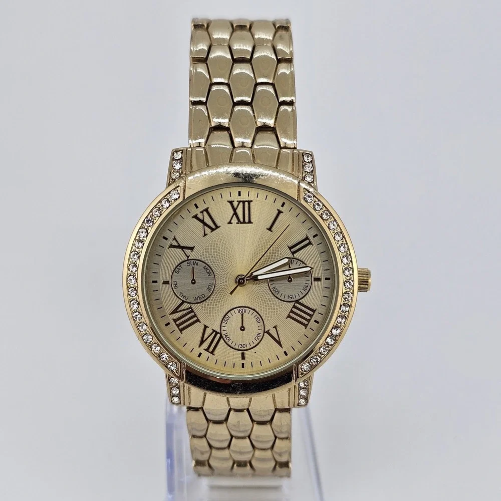 38MM Women's Analog Watch Gold Dial Gold‎ Bracelet Band 7.5